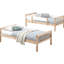 Lit simple superposé au fini naturel, avec des accents blancs et une esthétique fraîche, convient à la chambre à coucher avec des tons de bois, s'adaptant à différentes exigences fonctionnelles, conception à lattes