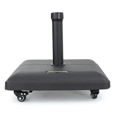 Square Concrete Umbrella Base – 85 Lbs Heavy-Duty Patio Umbrella Stand With Lockable Wheels & Iron Holder, Fits 11Ft Umbrellas, For Garden, Pool, Deck, Black