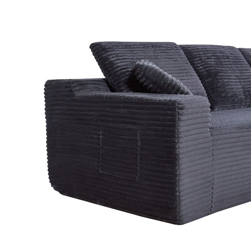Canapé en L 104 po, Black Corduroy
