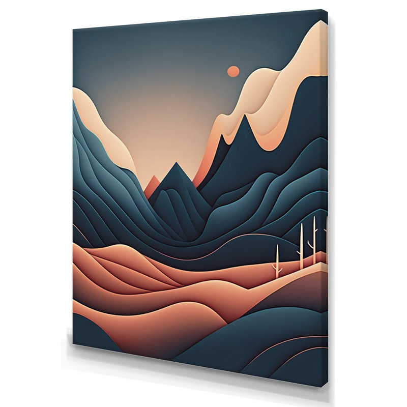 Red Moon Mountain Simplicity - reproduction sur toile, H 32 po x l 16 po x P 1 po, Toile tendue