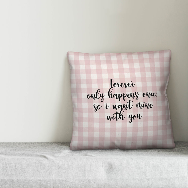  Coussin Forever Only Happens Once, Rose / Noir, Coussin décoratif