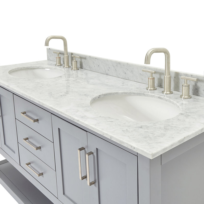 Magnolia Bath Vanity Rectangular Basin S073DCW2R, White, Rectangle ,  73"