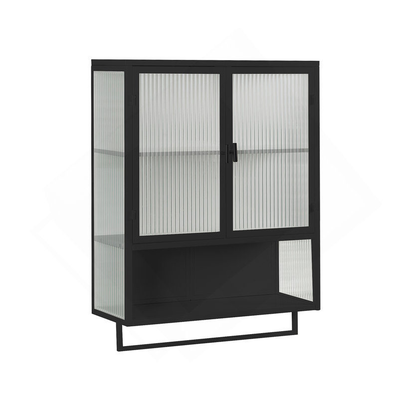 Becrux Metal Accent Cabinet, Black