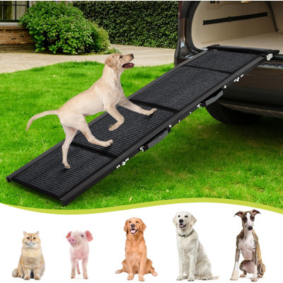 Dog Ramp for Car, 63" x 20" Folding Pet Ramp with Non-Slip Surface & Side Rails, 300LBS Capacity for SUV, Truck