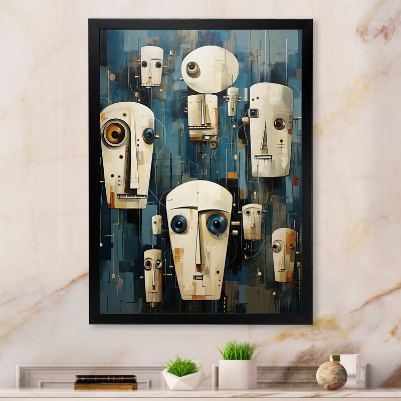 L'art de la robotique II sur toile, Cadre simple noir, H 20 po x l 12 po x P 1 po