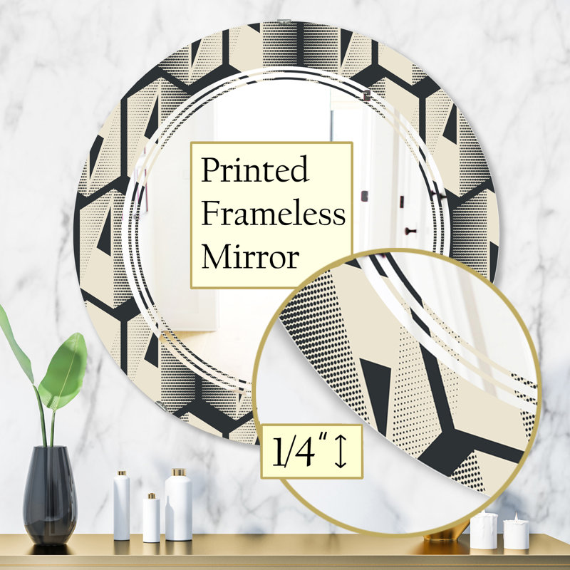 Miroir murale abstraite moderne et contemporaine sans cadre triple C, 31,5 po x 31,5 po