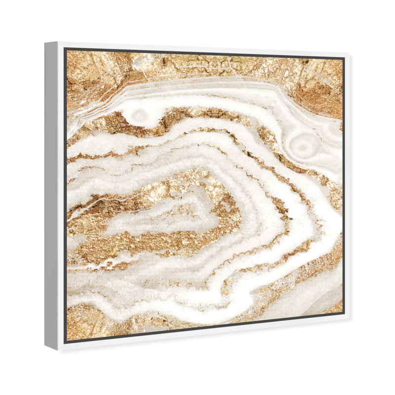 «Abstract Gold Agate Crystals» par Oliver Gal, reproduction d'art graphique sur toile tendue, H 30 po x l 30 po, Blanc