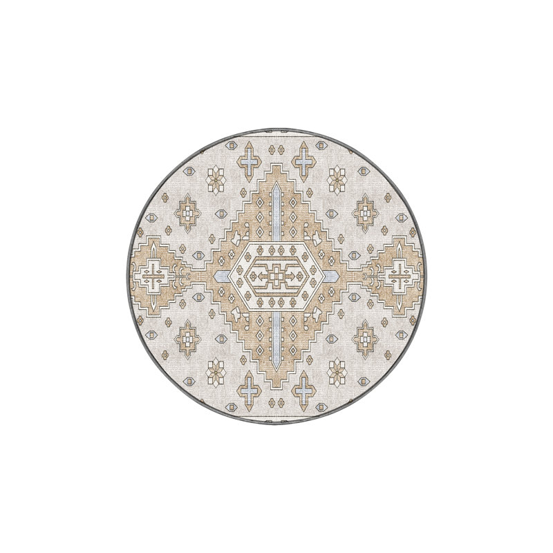 Washable Amara Swordclad Area Rug, Rond 6 pi
