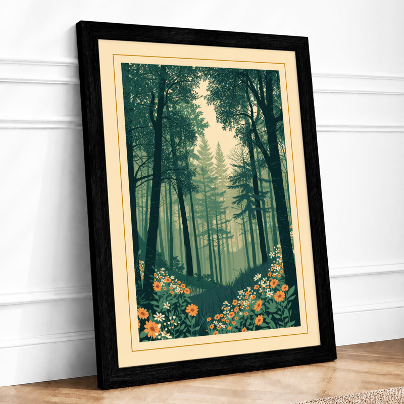 Flowering Forest Path Botanical - Print, A2 - 59.4 x 42.0 cm, Black