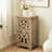 30.5" Tall Vintage Hollow Carved Door Wood End Table With Storage Shelf For Living Room, Natural Finish