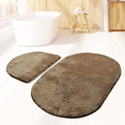 Ensemble de luxueux tapis de bain en acrylique (2 pièces), 19,7 x 23,6 pouces et 23,6 x 39,4 pouces | 100% acrylique, 1,45 lb / pied carré | Antibactérien, antidérapant, lavable à la machine | Doux et confortable pour la salle de bain