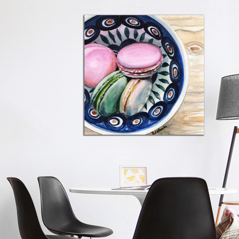 Macarons In A Bowl by Jennifer Redstreake - Wrapped Canvas Painting, 93.98 cm H x 93.98 cm W x 3.175 cm D
