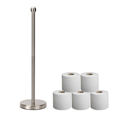 Toilet Paper Holder Stand For Max 5 Paper Rolls, Freestanding TP Holder Storage, Stainless Steel