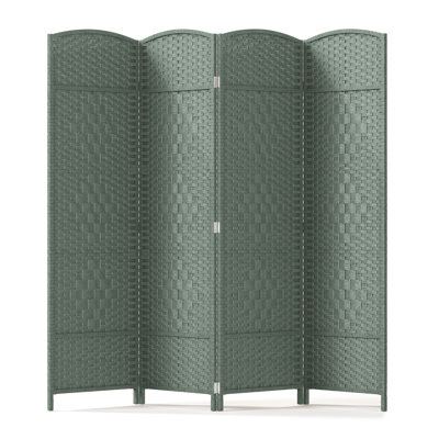  6ft Room Divider with Hand-Woven Design, 4-Panel Folding Privacy Screen Freestanding -