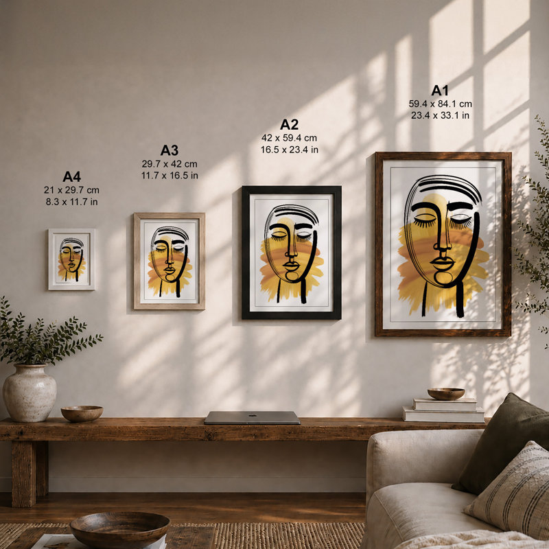 Golden Repose Modern - Framed Print, Black, A4 - 29.7 x 21.0 cm