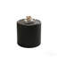 Table basse ronde - Plateau en verre trempé, similicuir, rangement caché - Noir-129581380-129581381