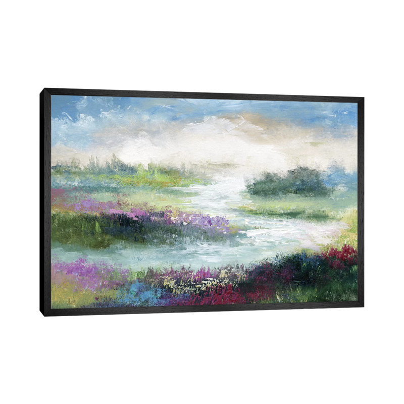 Pastoral Meadow 1 Piece Painting on Canvas, 101.6 cm H x 66.04 cm W, Black Framed Canvas