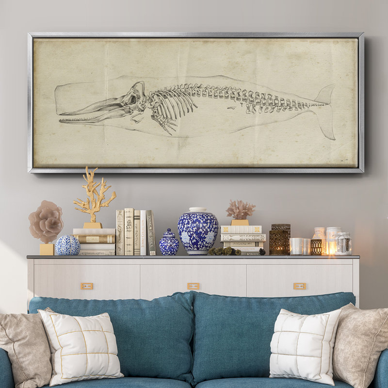 Whale Study II - toile encadrée, H 20 po x l 50 po