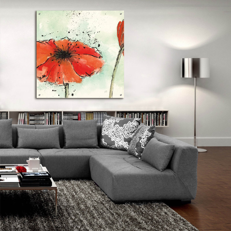 Art mural en verre «Not a California Poppy 3» par Chris Paschke, H 36 po x l 36 po x P 0,2 po