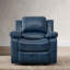 Fauteuil inclinable en cuir bleu marine Charlotte-130372752