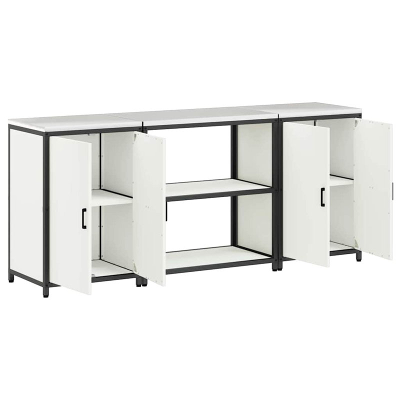 Kitchen Storage Set With Door 3 Pcs 210 X 50 X 92 Cm, White