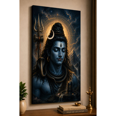 Large Shiva Cosmic Meditation Wall Art Canvas Print 24x36 Inch Divine Face  Canvas Yoga Room Bedroom Spiritual Home Decor - Ready to hang