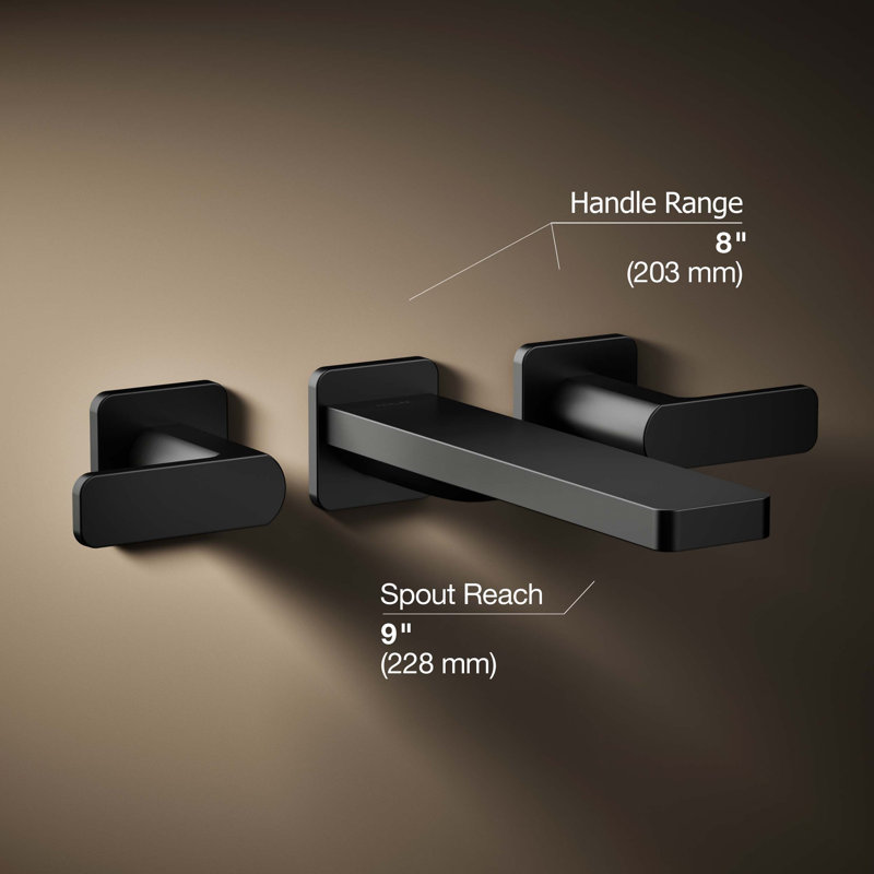 Parallel Wall Mount Bath Filler Trim, Matte Black