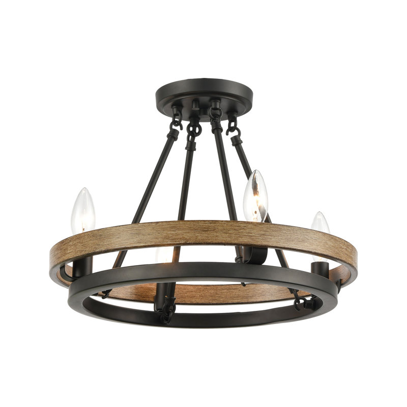 Lustre à 4 lumières de 16 po de large Danet - noir mat