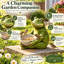 Statue grenouille verte 15 po avec bol pour décoration de jardin extérieur et alimentation des oiseaux