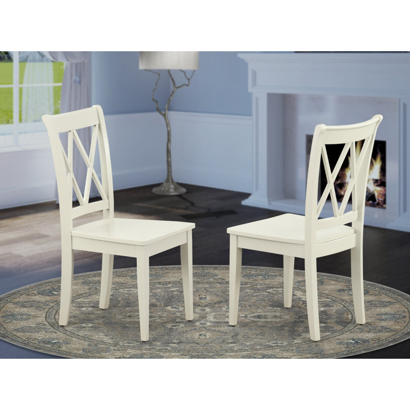 Chaises de salle à manger Clarksville - ensemble de 2 chaises en bois à dossier croisé, lin blanc, Blanc lin, Non 