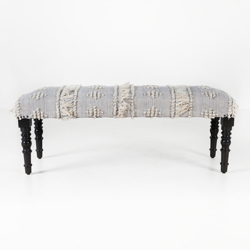 Ilminster Handmade Contemporary 100% Cotton Neutral Woven Upholstered Accent Bench