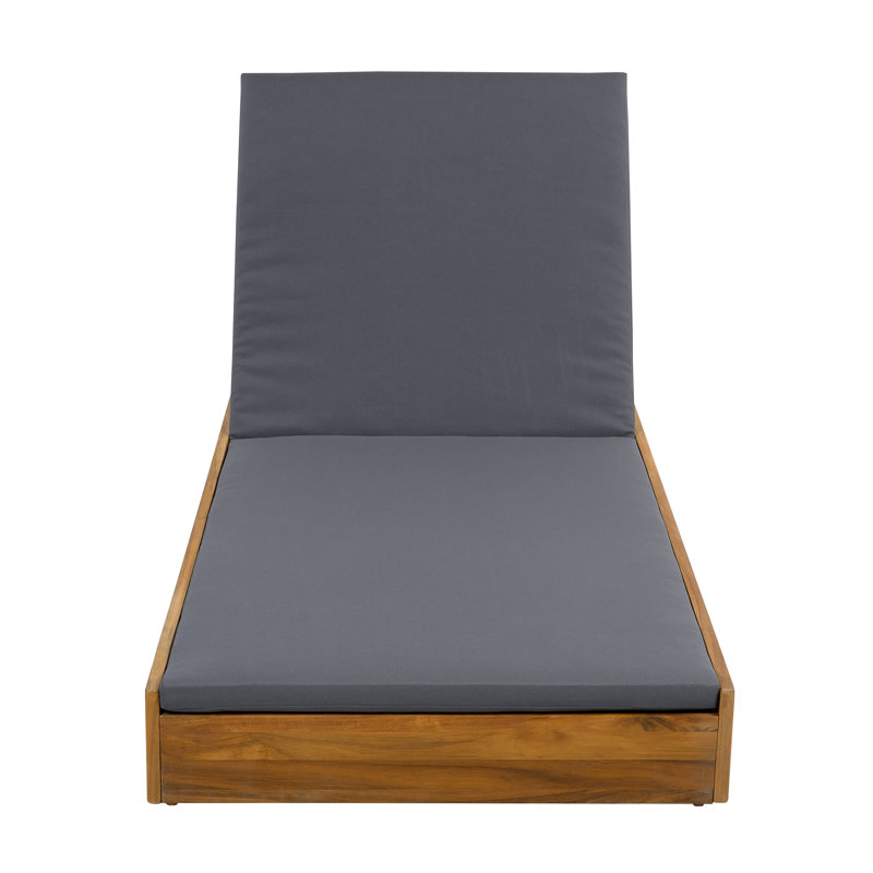 Hofstetter Patio Adjustable Acacia Wood Patio Chaise Lounge With Cushion