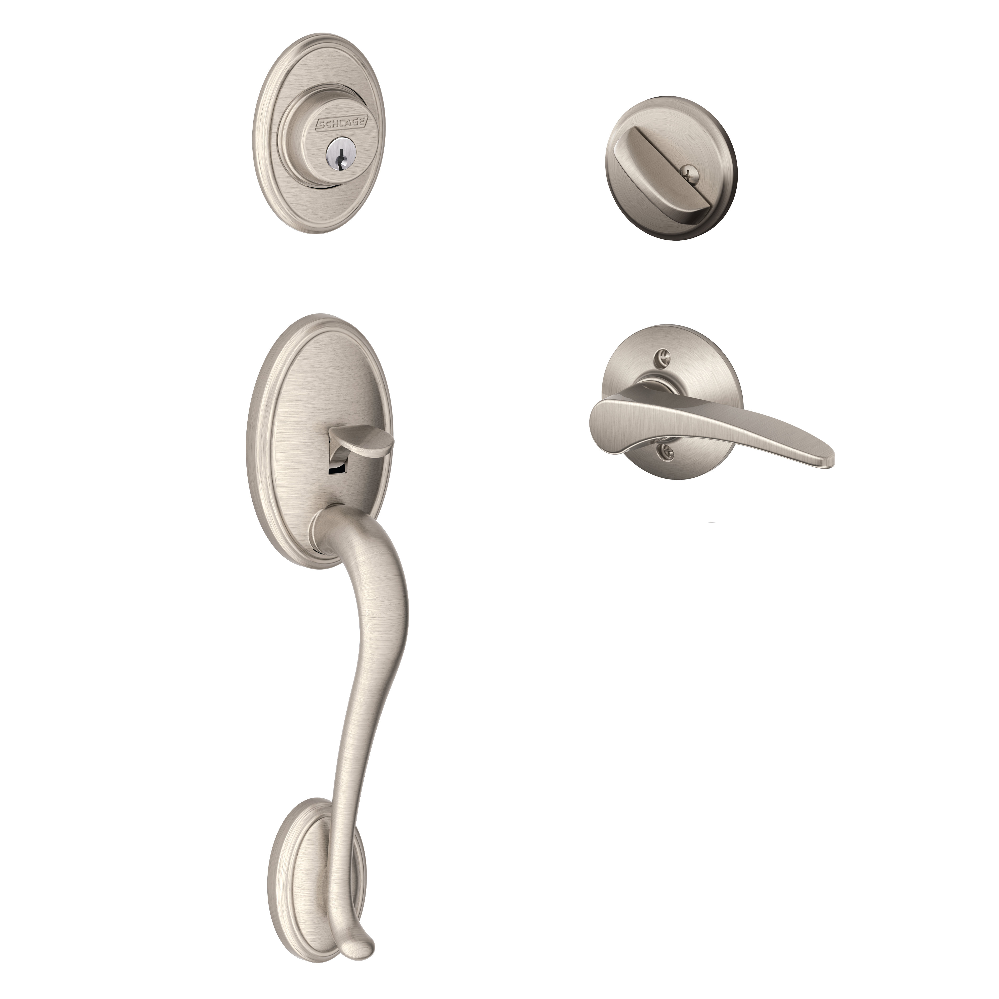 Schlage Wakefield Handleset with Deadbolt and Manhattan Door Lever and