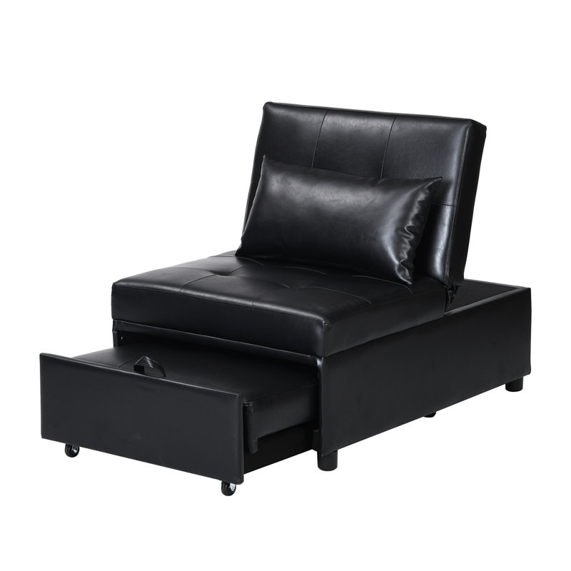 Lit pliant noir - multifonctionnel à des fins diverses. Facile à assembler et peu encombrant. Conception ergonomique. Peut être utilisé comme table à thé, fauteuil, lit simple. Cuir. Poids de 264 lb