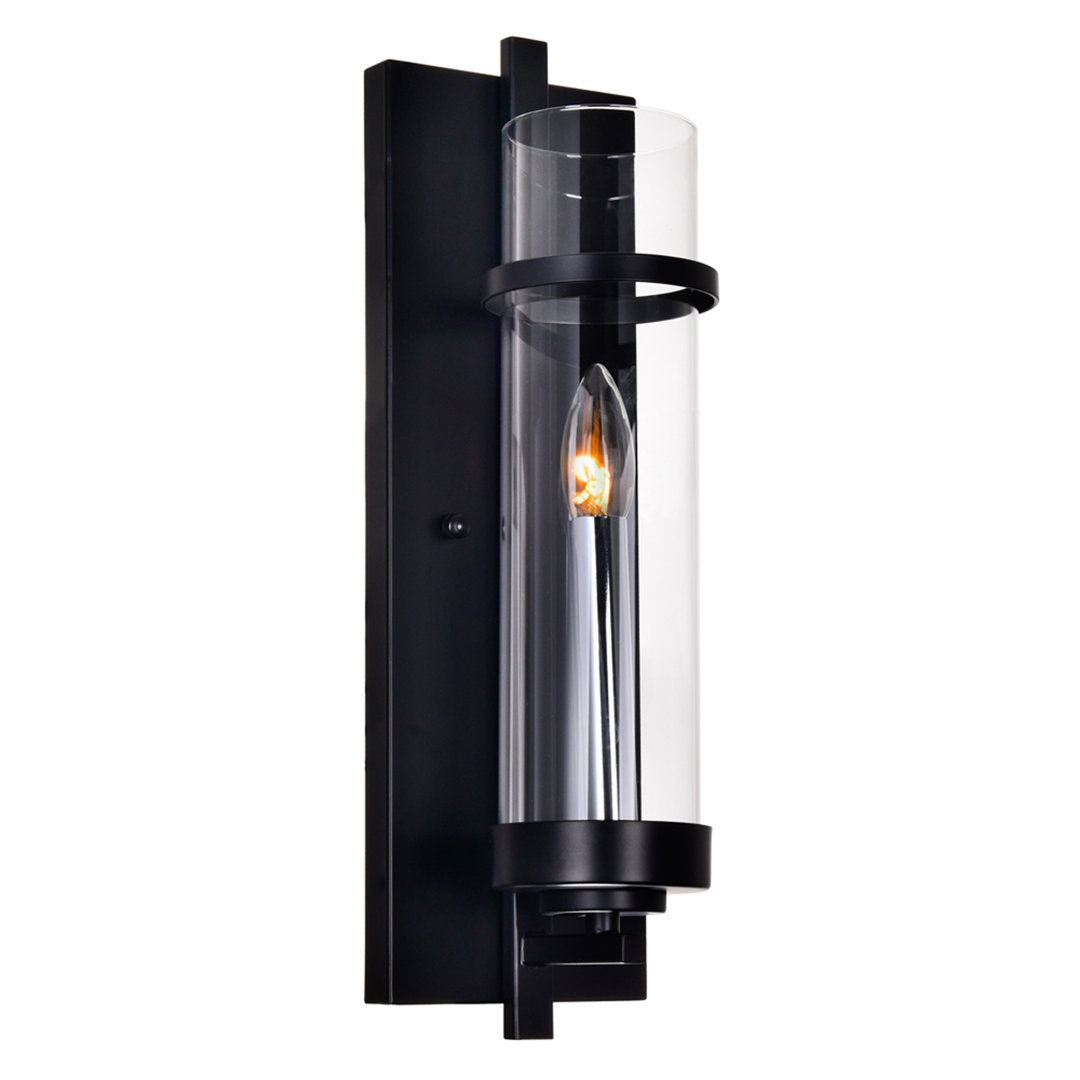 Maren 1 Light Black Wall Sconce, Modern Minimalist Light Fixture for Hallway, Bedroom, or Bathroom Gracie Oaks