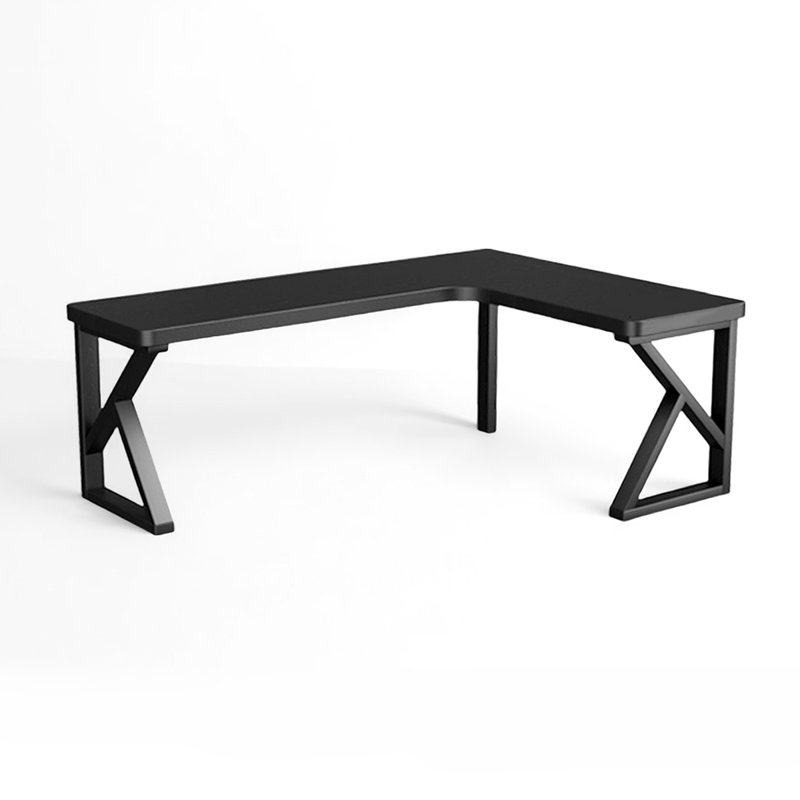 Bureau noir en bois massif noir en forme de L, H 21,65 po x l 55,12 po x P 47,24 po