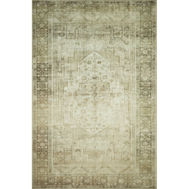 Natural and Granite Washable Rectangular 7'6" x 9'6" Area Rug