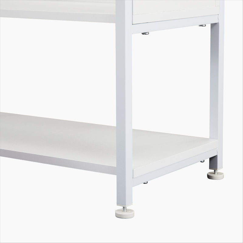 Haut cadre de bibliothèque en acier inoxydable, tablettes à 6 niveaux avec panneau arrière et latéral, Blanc