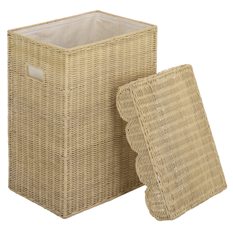 Panier à linge Manon Scallop avec doublure, Clair naturel