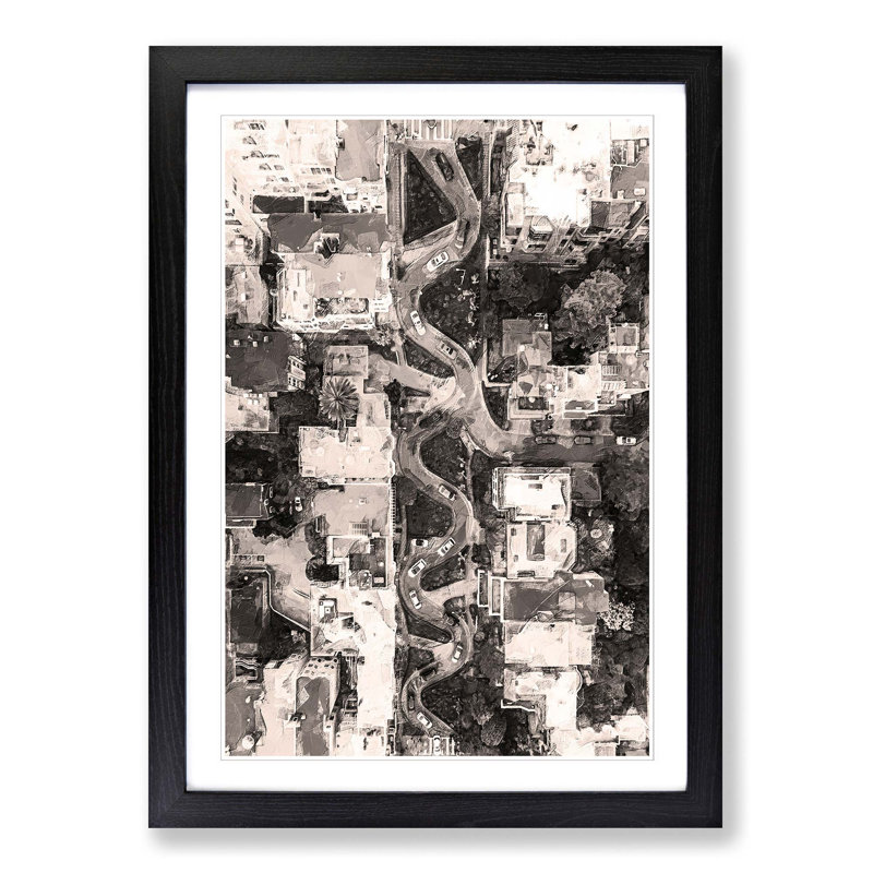 Above Lombard Street In San Francisco - Single Picture Frame Painting, Black Framed, 63cm H x 45cm W x 2cm D