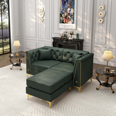 Canapé Chesterfield de luxe modulaire avec détails en similicuir et en métal