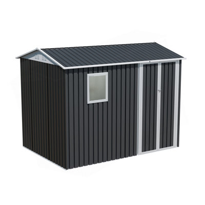 9x6 FT Metal Garden Shed with 1 Windows for Outdoors Patio  Hinge Doors Storage Sheds