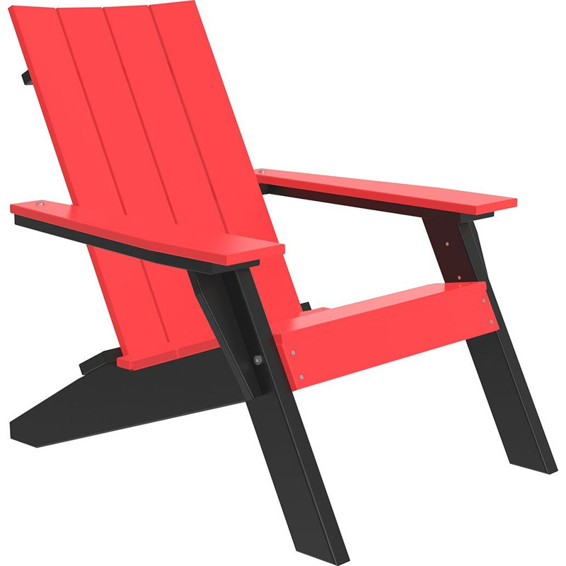Giraud Foldable Outdoor Adirondack Chair, Red/Black