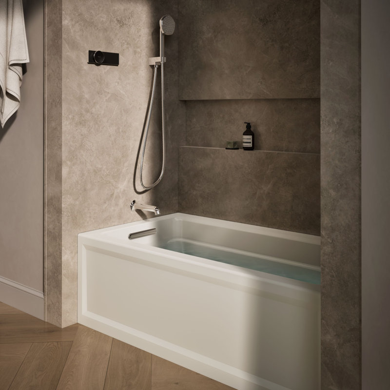 Archer 60" x 32" Alcove/Tile Soaking Bathtub, Biscuit, Left