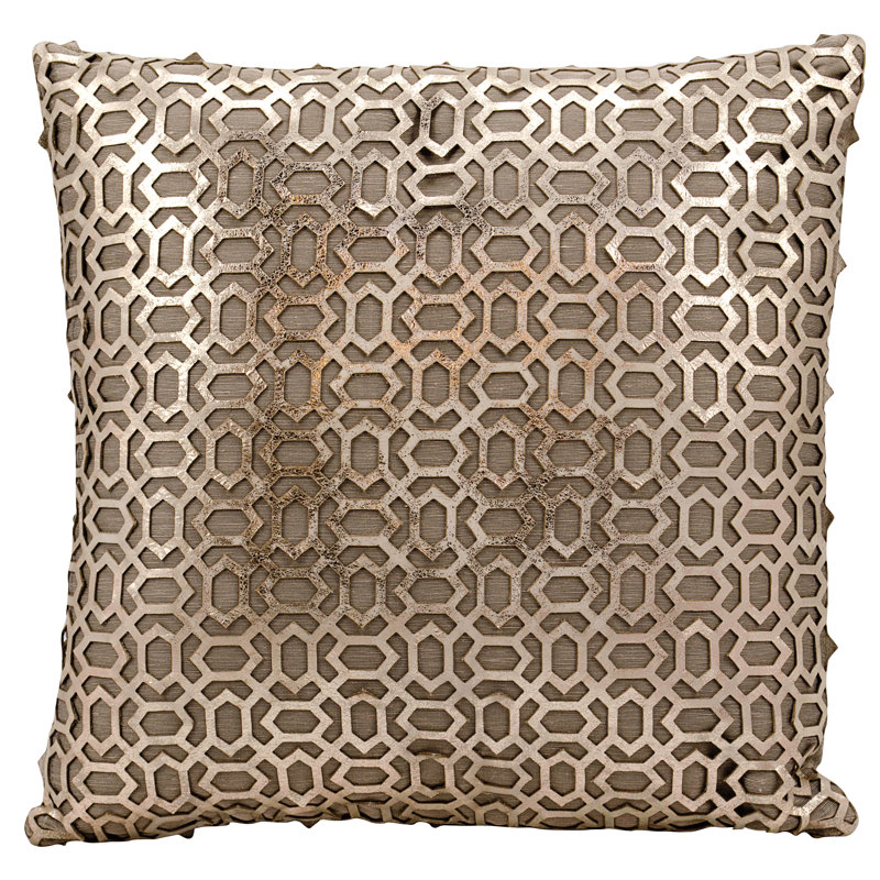 Coussin en cuir naturel Laser Bias, Beige doré