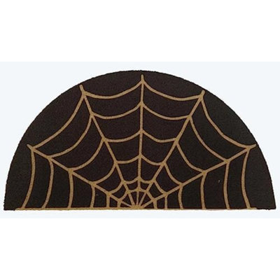 Spider-Web Welcome Doormat Outdoor-Entrance - Half-Circle-Door-Mat Non-Slip Dark Artifical Coir Mats Halloween Decor 17"X29"