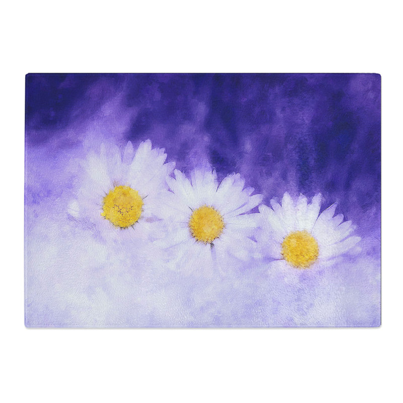 Three Daisies Chopping Board, 0.4cm H x 20cm W x 28.5cm L
