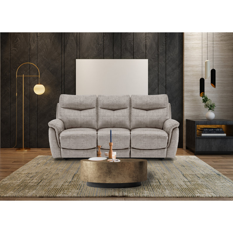 Holland 3 Seater Manual Recliner, Silver, Power