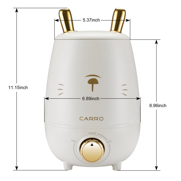 CARRO Zukis 0.79 Gallons Cool Mist Ultrasonic Tabletop Humidifier with  Adjustable Humidistat for 322 Cubic Feet