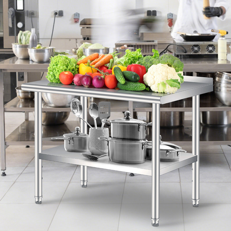 Table de préparation en acier inoxydable 48 po x 24 po x 35 po NSF